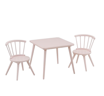 Delta Children Windsor Kids Wood Table Chair Set (2 Chairs Included) - Ideal for Arts & Crafts, Snack Time, Homeschooling, Homework & More, Blush Pink